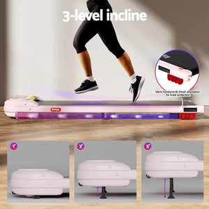 Treadmill Walking Pad | Electric Incline Under Desk Home Gym Treadmill | Pink | Compact Fitness Equipment