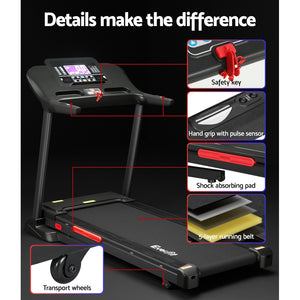 Everfit Treadmill Electric | Auto Incline | Home Gym Fitness Exercise Machine | 520mm