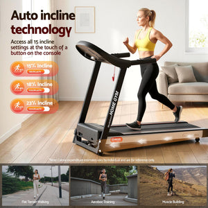 Everfit Treadmill Electric | Auto Incline | Home Gym Fitness Exercise Machine | 450mm