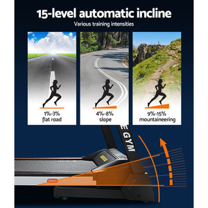 Everfit Treadmill Electric | Auto Level Incline | Home Gym Fitness Exercise | 450mm