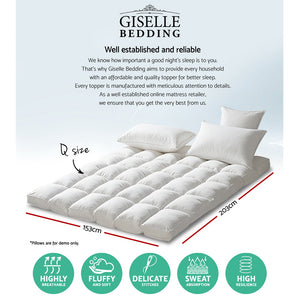 Giselle Bedding | Queen Mattress Topper | Pillowtop | 1000GSM Microfibre Filling Protector