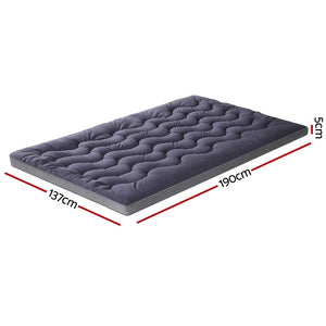 Mattress Topper 5cm | Bamboo Charcoal Pillowtop | Double Size Bed