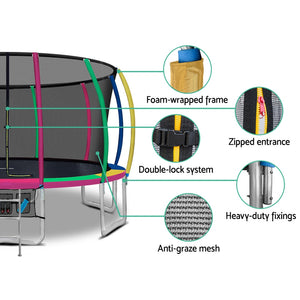 Everfit 16FT Trampoline for Kids | w/ Ladder | Enclosure Safety Net | Rebounder | Colors
