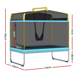 Everfit 6FT Trampoline for Kids | w/ Enclosure Safety Net | Swing | Rectangle | Yellow