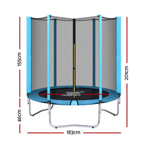 Everfit 6FT Kids Trampoline | Round with Safety Net & Pad | Blue