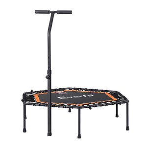 Everfit 51-Inch Hexagon Fitness Trampoline | Rebounder with Adjustable Handrail | Orange