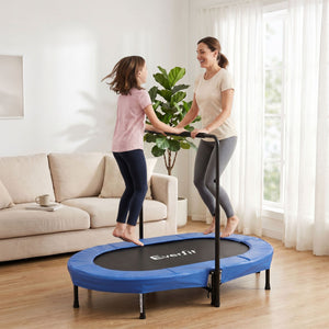 Fitness Trampoline | 56 Inch Foldable Rebounder with Adjustable Handrail