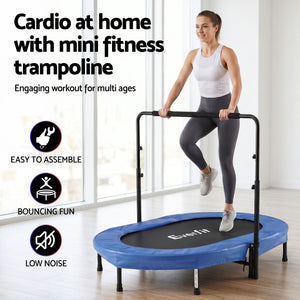 Fitness Trampoline | 56 Inch Foldable Rebounder with Adjustable Handrail