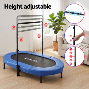 Fitness Trampoline | 56 Inch Foldable Rebounder with Adjustable Handrail