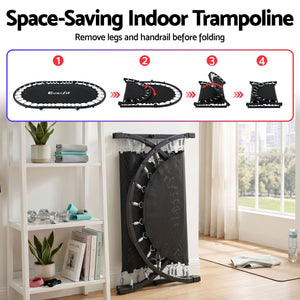 Everfit 56-Inch Foldable Fitness Trampoline Indoor Rebounder Adjustable Handrail