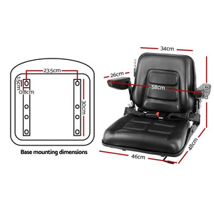 Tractor Seat | Forklift Excavator | Universal Suspension Armrest Truck Chair