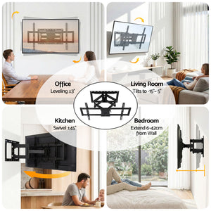 TV Wall Mount Bracket | 37–85 Inch TVs | Full Motion | Swivel Tilt Extendable