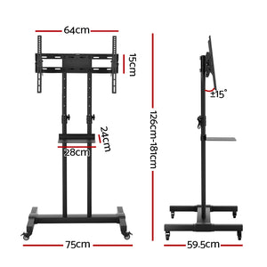 Mobile TV Stand | for 23"-65" TVs | Mount Bracket | Portable Solid Trolley Cart