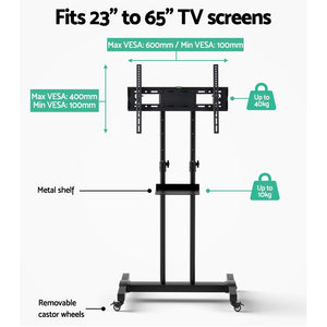 Mobile TV Stand | for 23"-65" TVs | Mount Bracket | Portable Solid Trolley Cart