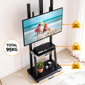 Rolling TV Stand | 32–70" | Universal | Height Adjustable | Wheels