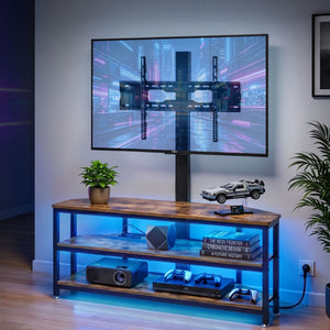 Corner TV Stand | 32–70 Inch Mount | LED Lights & Power Outlet