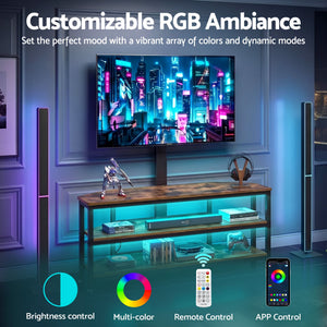 Corner TV Stand | 32–70 Inch Mount | LED Lights & Power Outlet