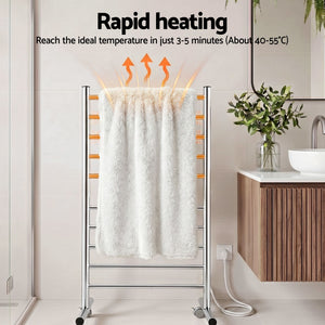 Heated Towel Rail | 10 Bar Freestanding Electric Towel Warmer | 100W