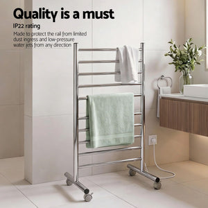 Heated Towel Rail | 10 Bar Freestanding Electric Towel Warmer | 100W