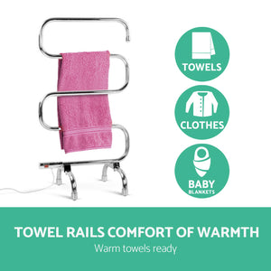 Devanti Electric Heated Towel Rail Rack | 5 Bars | Freestanding | Clothes Dry Warmer
