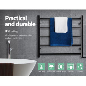 Devanti Electric Heated Towel Rail Rack | 5 Bars | Wall Mounted | Clothes Dry Warmer