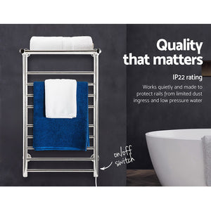 Devanti Electric Heated Towel Rail Rack | 14 Bars | Wall Mounted | Clothes Dry Warmer