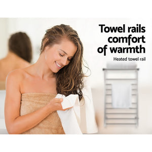 Devanti Electric Heated Towel Rail Rack | 14 Bars | Wall Mounted | Clothes Dry Warmer