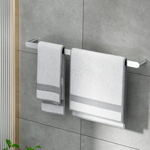 Towel Rail Rack Holder | Single 600mm | Wall Mounted | Stainless Steel | Silver
