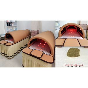 Professional Far Infrared Sauna Dome | 3-Zone Thermal Therapy | 256 Germanium Stones & 42 Red Light LEDs | Dual PEMF Therapy Mat