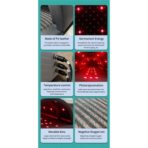 Professional Far Infrared Sauna Dome | 3-Zone Thermal Therapy | 256 Germanium Stones & 42 Red Light LEDs | Dual PEMF Therapy Mat