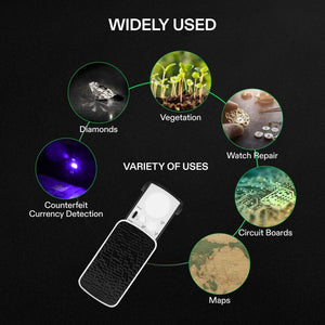 Trichome Loupe Magnifier | 30X 60X 90X LED Pocket Microscope | UV & White Light