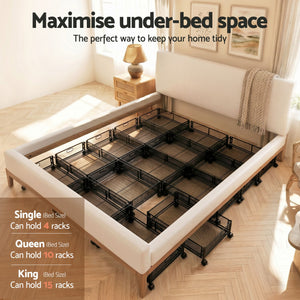 Under Bed Storage Containers | 4 Pack | Metal Quilt Organisers with Wheels