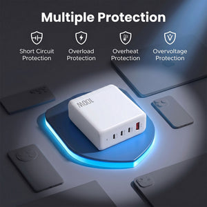 USB-C Charger | 100W 4 Port GaN Desktop Charging Station | White