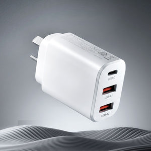 Devanti USB C Charger 30W Fast Charger 3 Port PD Charging Block White
