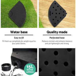 3m Outdoor Umbrella | w/Base | Cantilever | Beach Garden Patio | Black