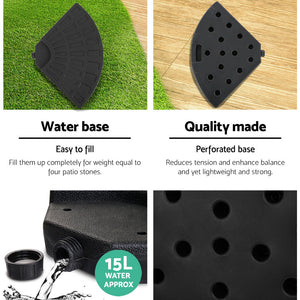 3m Outdoor Umbrella | w/Base | Cantilever | Beach Garden Patio | Grey