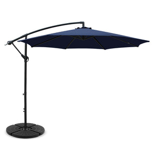 3m Outdoor Umbrella | w/Base | Cantilever | Beach Garden Patio | Navy