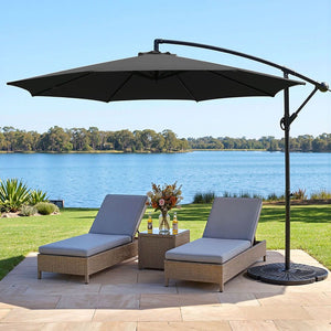 3m Outdoor Umbrella | Cantilever | Beach Garden Patio | Black