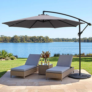 3m Outdoor Umbrella | Cantilever | Beach Garden Patio | Grey