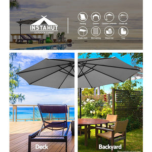 3m Outdoor Umbrella | Cantilever | Beach Garden Patio | Grey