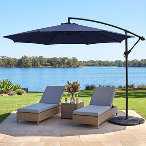3m Outdoor Umbrella | Cantilever | Beach Garden Patio | Navy