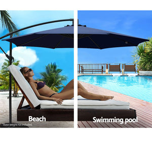 3m Outdoor Umbrella | Cantilever | Beach Garden Patio | Navy