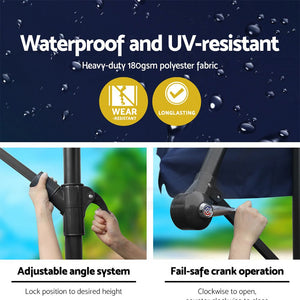 3m Outdoor Umbrella | Cantilever | Beach Garden Patio | Navy