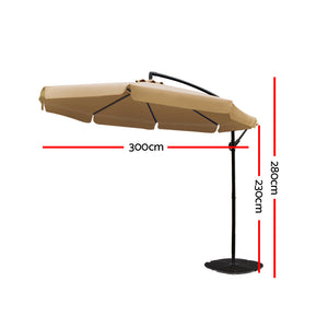 3m Outdoor Umbrella | Cantilever | Garden Beach Patio | Beige