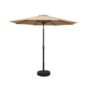 2.7m Outdoor Umbrella | w/Base Pole Stand | Garden Sun | Beige