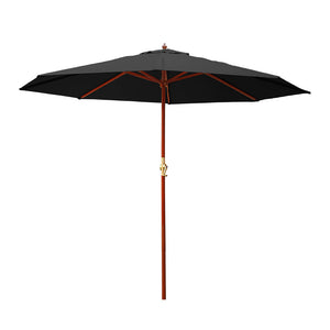 3m Outdoor Umbrella | Pole | Umbrellas | Beach Garden Sun Stand | Patio | Black