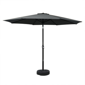 Outdoor Umbrella | 3m | Base | Beach Pole | Garden Tilt | Sun Patio | UV | Black