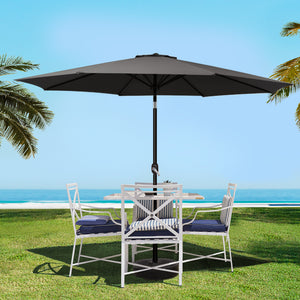 Outdoor Umbrella | 3m | Base | Beach Pole | Garden Tilt | Sun Patio | UV | Black