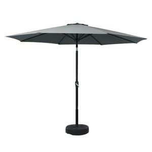 Outdoor Umbrella | 3m Base | Beach Pole | Garden Tilt | Sun Patio | UV | Charcoal