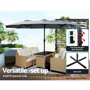 Instahut | 4.57m Outdoor Umbrella | Beach Pole | Garden Tilt | Charcoal